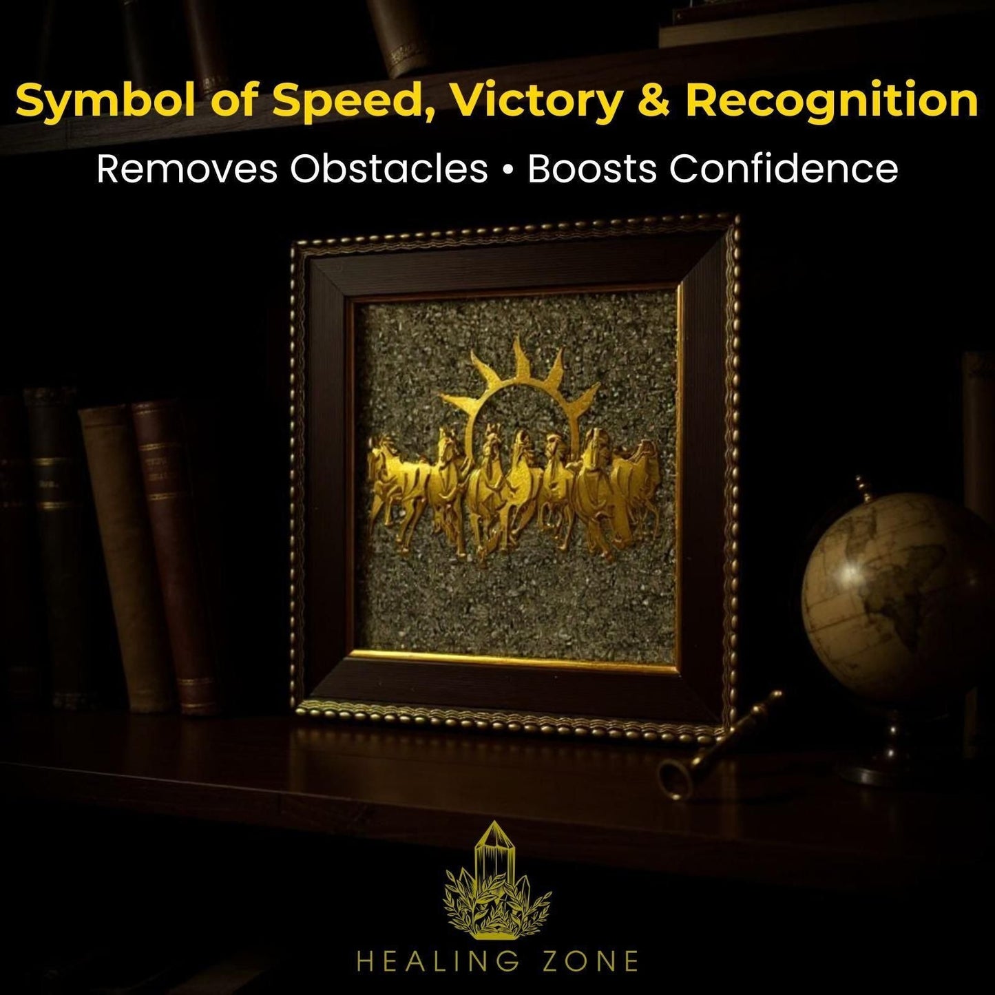 Success & Fame: Vastu Seven Horses Raw Pyrite Decor - Eazylife