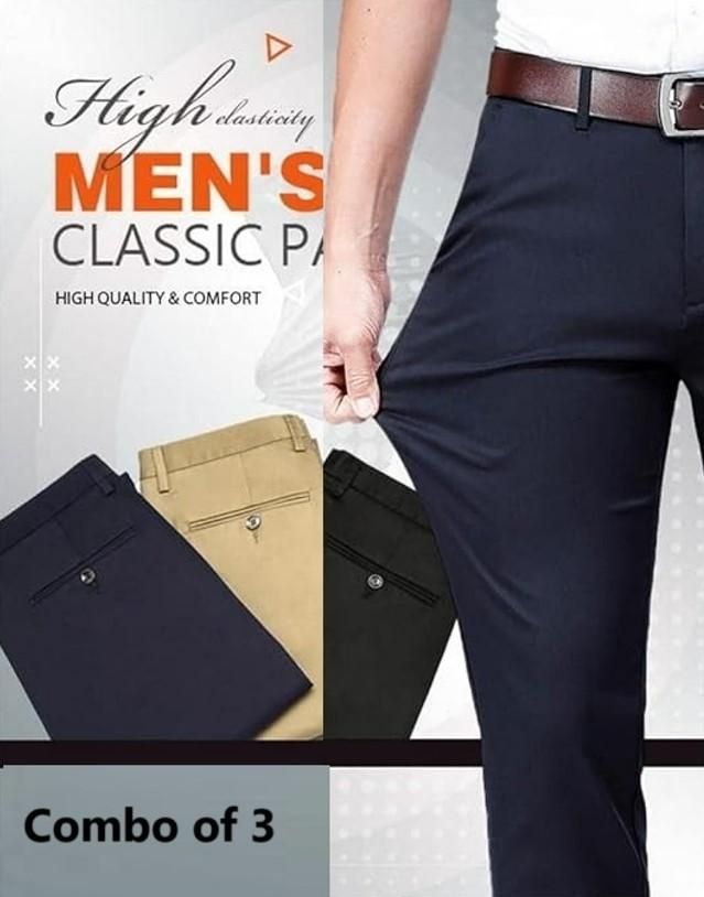 3-Pack Men's High Elasticity Classic Pants - Eazylife