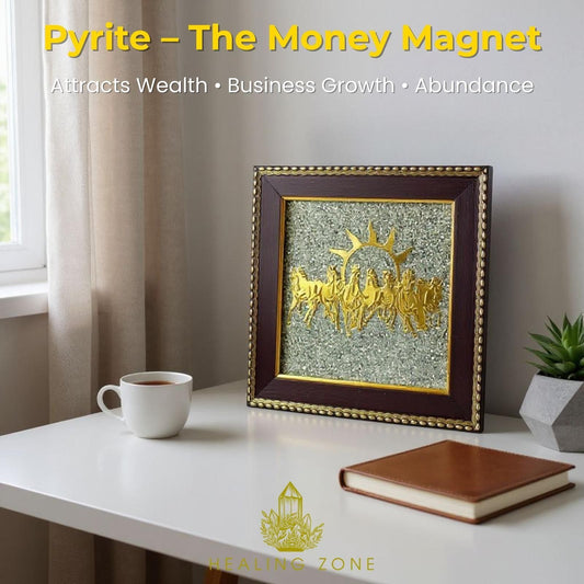 Success & Fame: Vastu Seven Horses Raw Pyrite Decor - Eazylife