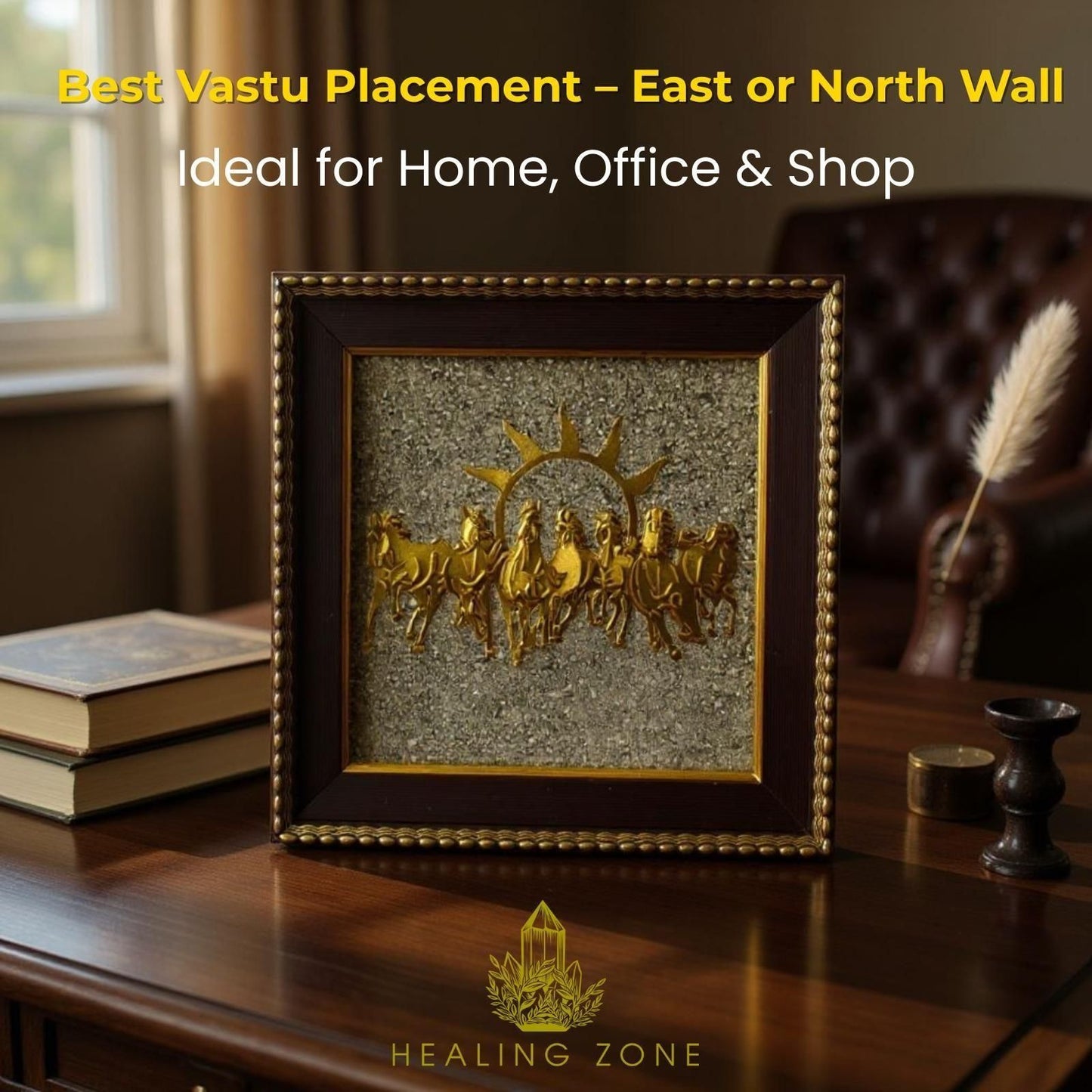 Success & Fame: Vastu Seven Horses Raw Pyrite Decor - Eazylife